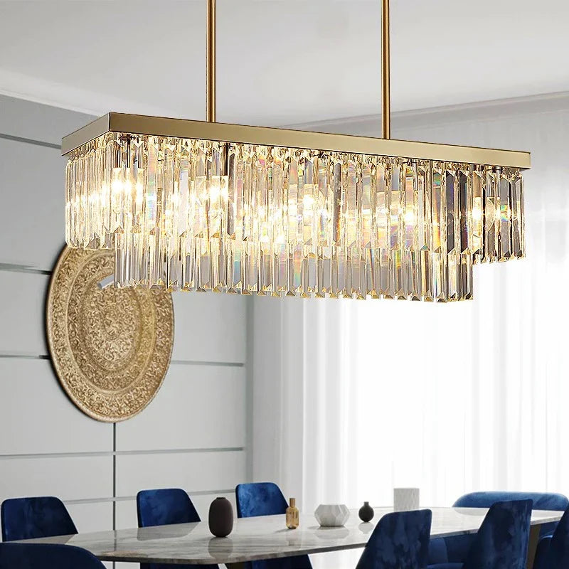 Afralia™ Crystal Chandelier: Luxury Gold 2 Tier LED Ceiling Light for Dining Room
