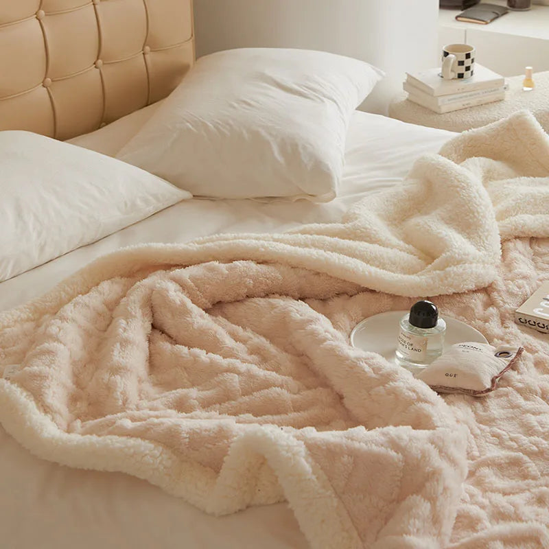 Afralia™ Winter Jacquard Taffeta Fleece Blanket for Office Living Room Sofa