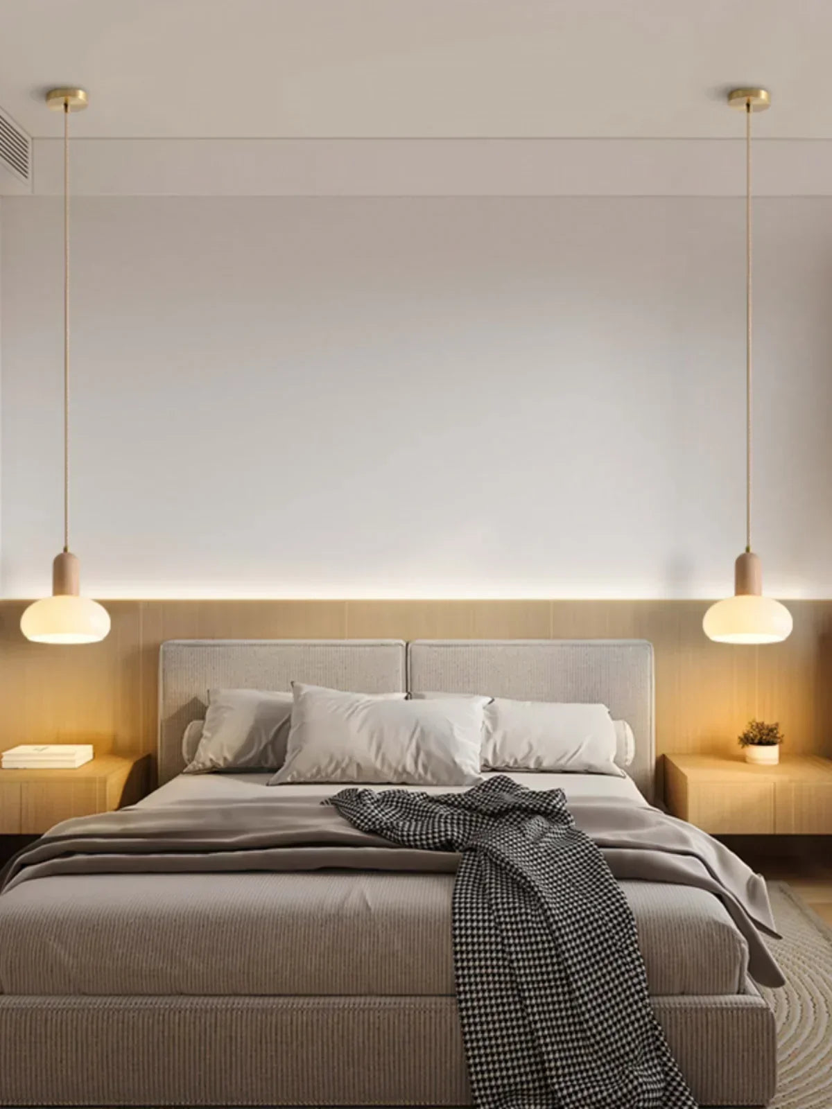 Afralia™ Wood Glass Pendant Light E27 Fixture Kitchen Dining Room Chandelier