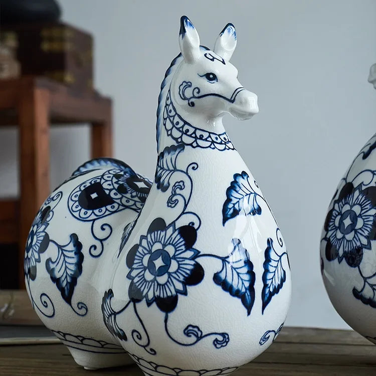 Afralia™ Porcelain Horse Sculpture: Hand-Painted Ceramic Statue for Art Collection and Home Decor