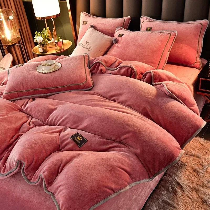 Afralia™ Plush Winter Bedding Set: Ultra-Thick Milk Fleece Duvet, Sheets, Comforter Cover & Pillowcases