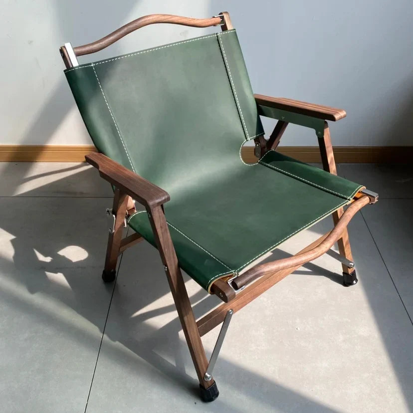 Afralia™ Folding Portable Backrest Chair Black Walnut: Outdoor Camping Leisure Garden Chair