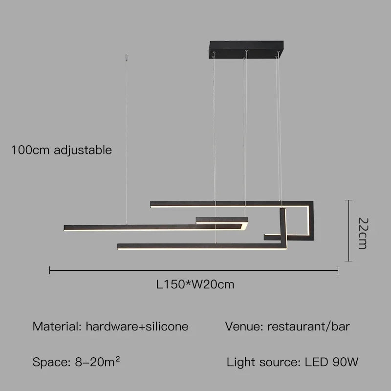 Afralia™ Black LED Ceiling Pendant Light - Dimmable Modern Chandelier for Home Decor