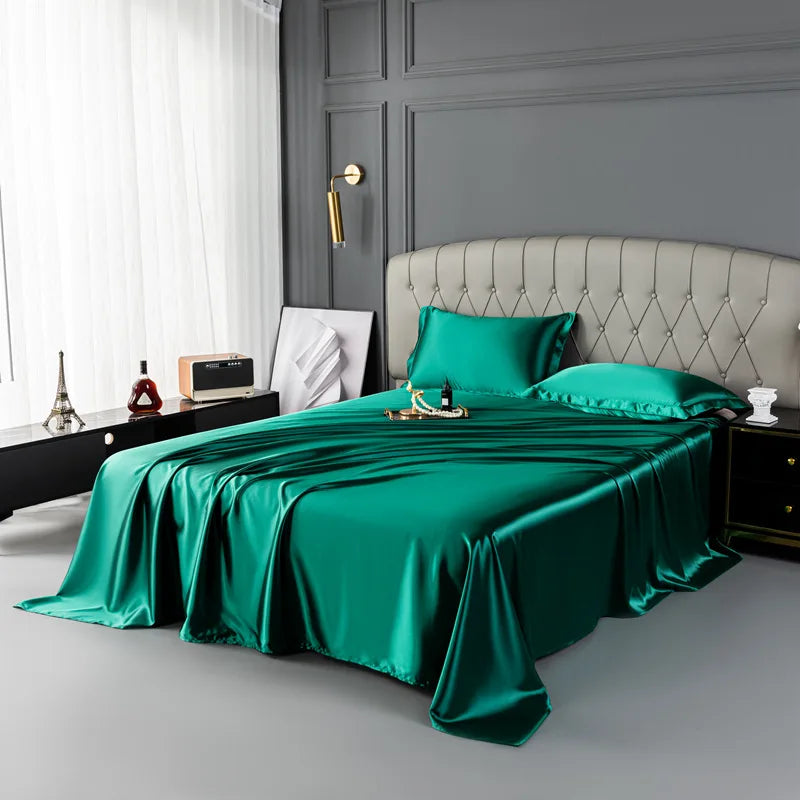 Afralia™ Mulberry Silk King Size Sheet Set - Luxury Soft Bed Cover in Solid Color