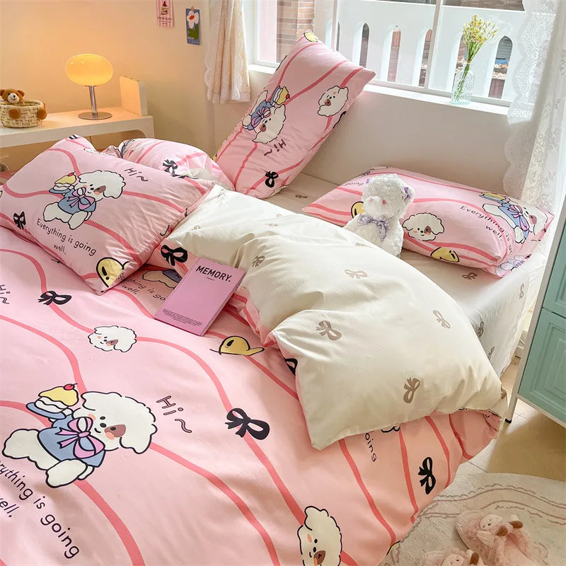Afralia™ Cartoon Printed Cotton Duvet Cover for Kids & Teens Beddings