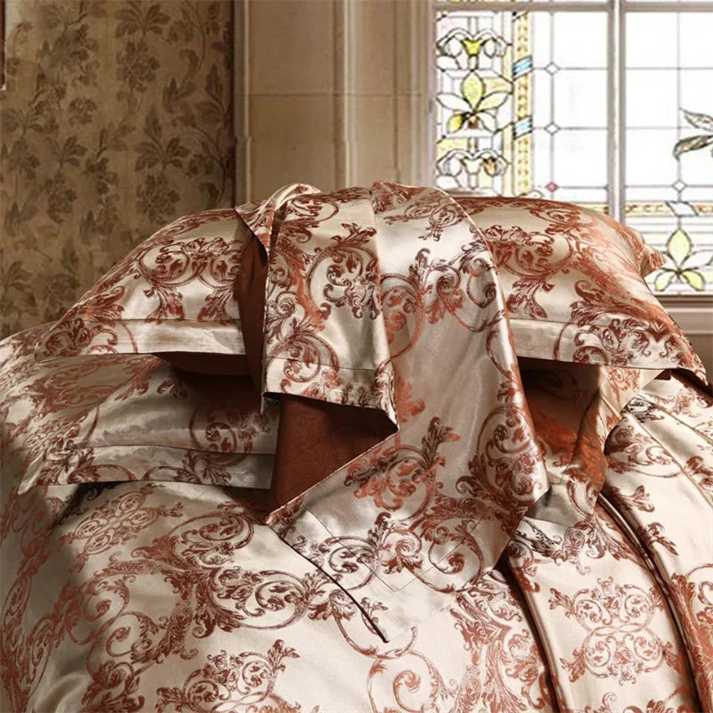 Afralia™ Jacquard Satin Luxury Bedding Set - Queen Size Luxe Duvet Cover Set