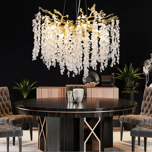 Afralia™ Crystal Branch Chandelier Gold  Living Dining Room Bedroom Foyer Bordeaux Crystal Ceiling Chandelier