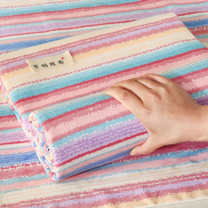 Afralia™ Cotton Striped Fitted Bed Sheet for Queen Double Mattress Cover