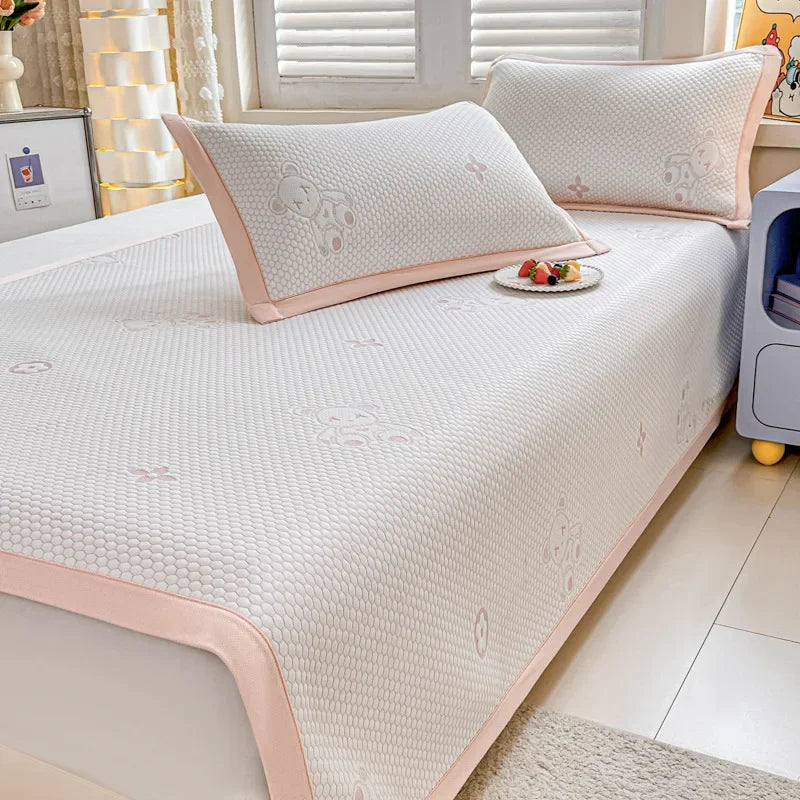 Afralia™ Ice Bean Cooling Feel Mat Set - Jacquard Cushion, Washable, Breathable Mattress
