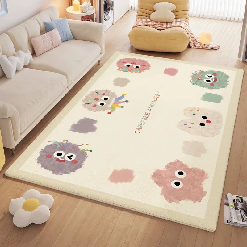 Afralia™ Cartoon Ball Print Cozy Carpet: Anti-Slip, Stain-Resistant Bedside Rug