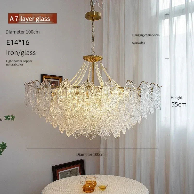 Afralia™ Clear Glass LED Chandelier: Modern French Style Hanging Fixture for Bedroom, Living Room & Kitchen
