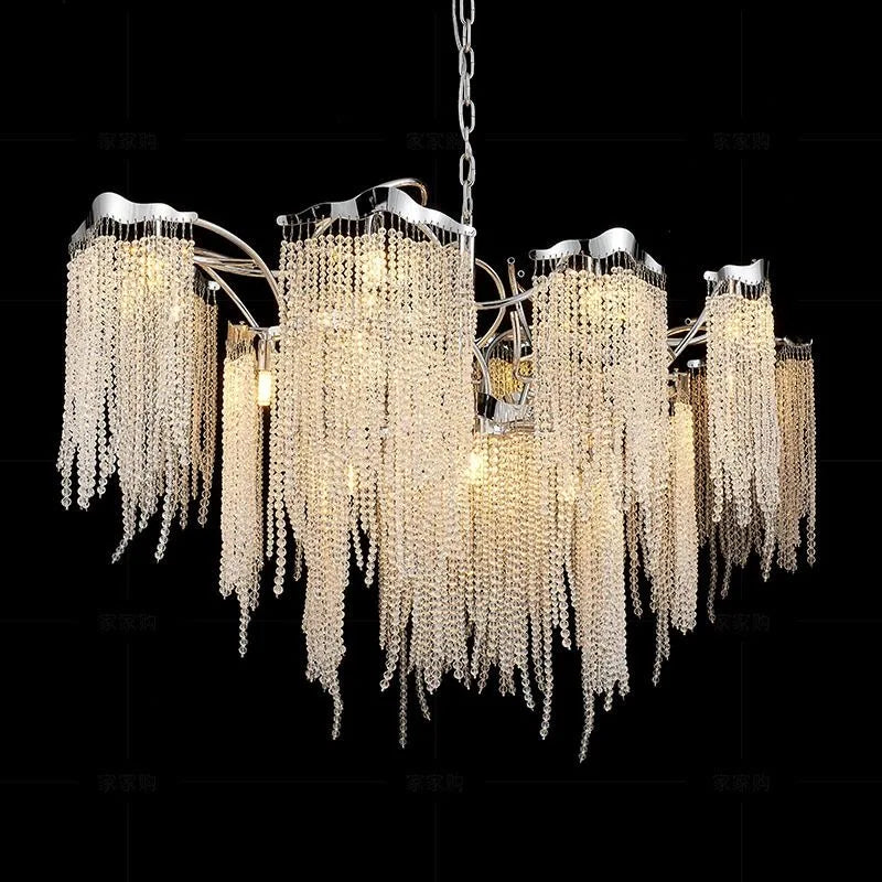 Afralia™ Crystal Tassel Pendant Light - Luxury Villa Chic for Living, Dining, Bedroom & Hotel
