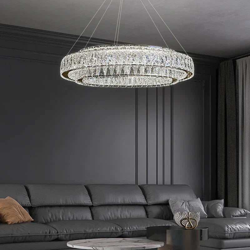 Afralia™ Crystal Luxury Ring Chandelier LED Ceiling Pendant Light Fixture