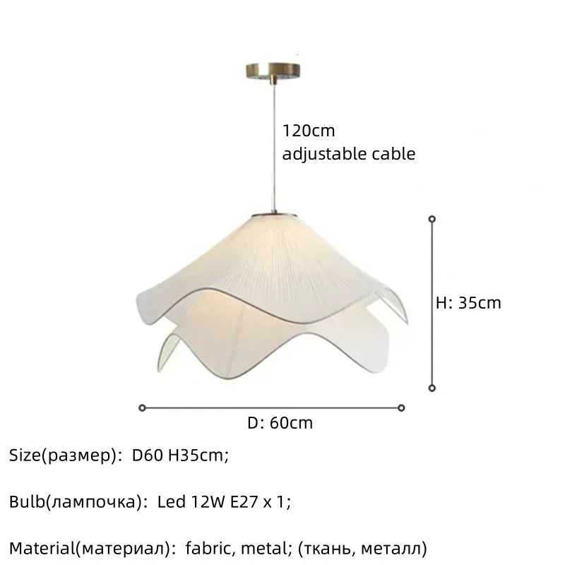 Afralia Fabric Petal Pendant Lights - Nordic Creamy Bar Suspension Lamp