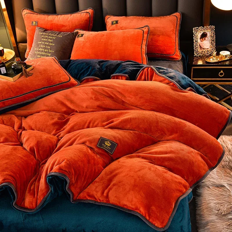 Afralia™ Plush Winter Bedding Set: Ultra-Thick Milk Fleece Duvet, Sheets, Comforter Cover & Pillowcases