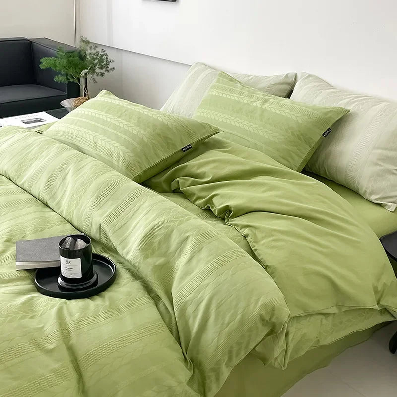 Afralia™ Jacquard Cotton Bedding Set for Queen King Size - Skin Friendly Comforter Cover