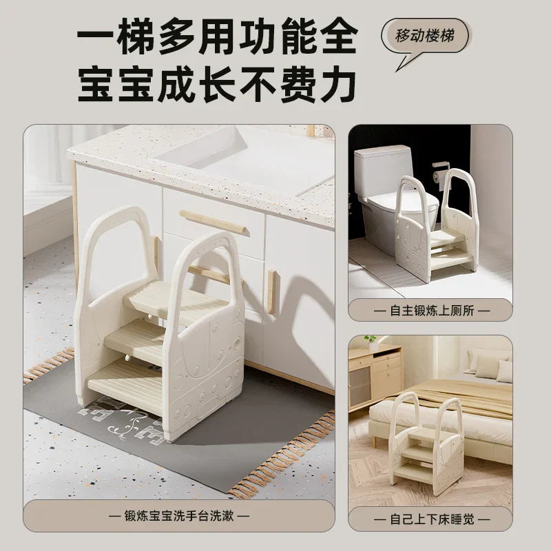 Afralia™ Metal Folding Ladder Stairs for Home Kitchen Decor and Kids Steps