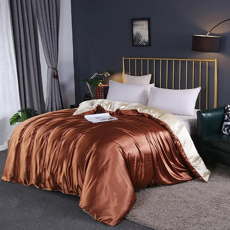 Afralia™ Mulberry Silky Queen Duvet Cover Smooth Luxury Satin King Size Blanket
