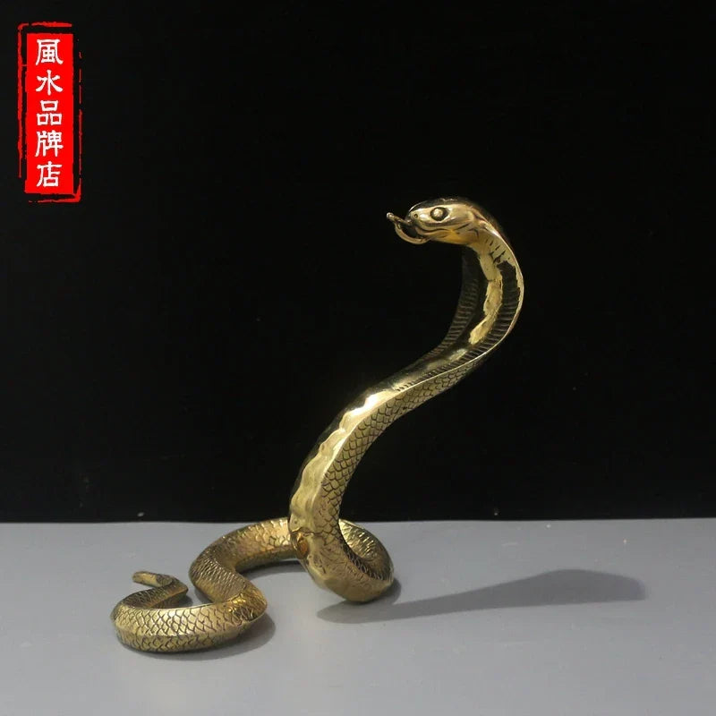 Afralia™ Copper Cobra Zodiac Snake Feng Shui Decoration Craft