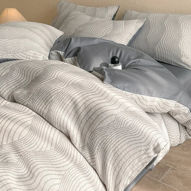 Afralia™ Luxury Jacquard 3-Layer Cotton Bedding Set - Soft & Skin-Friendly