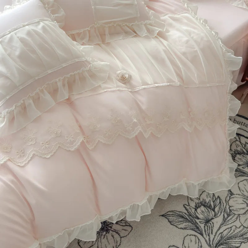 Afralia™ Lace Princess Bedding Set Twin Queen Bed All Seasons