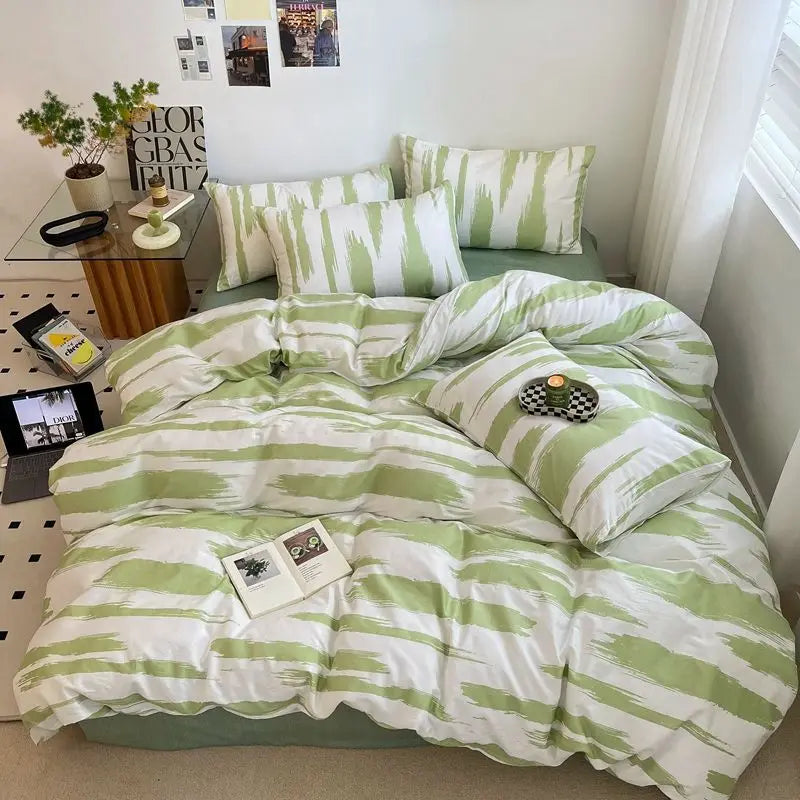 Afralia™ Nordic Cotton Bedding Set Duvet Cover with Sheets Single Queen Decor