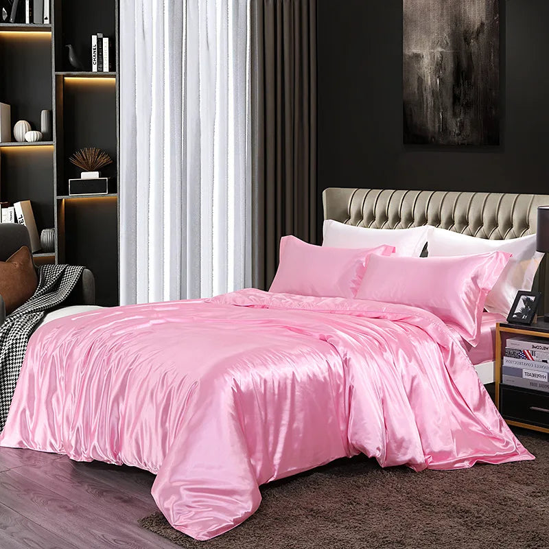 Afralia™ Silk Summer Bedding Set: Double-Sided Cooling Comforter & Soft Satin Sheet - Single/Double