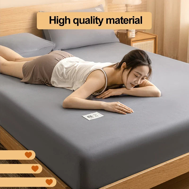 Afralia™ Soft Comfort Solid Color Fitted Bed Sheet - Double Mattress Cover