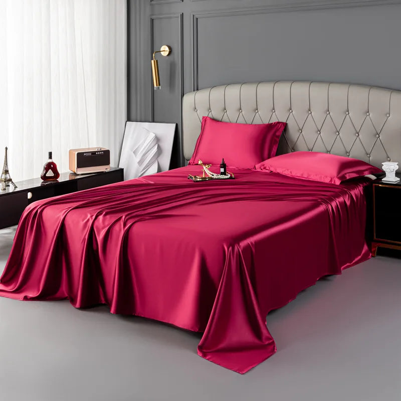 Afralia™ Mulberry Silk King Size Sheet Set - Luxury Soft Bed Cover in Solid Color