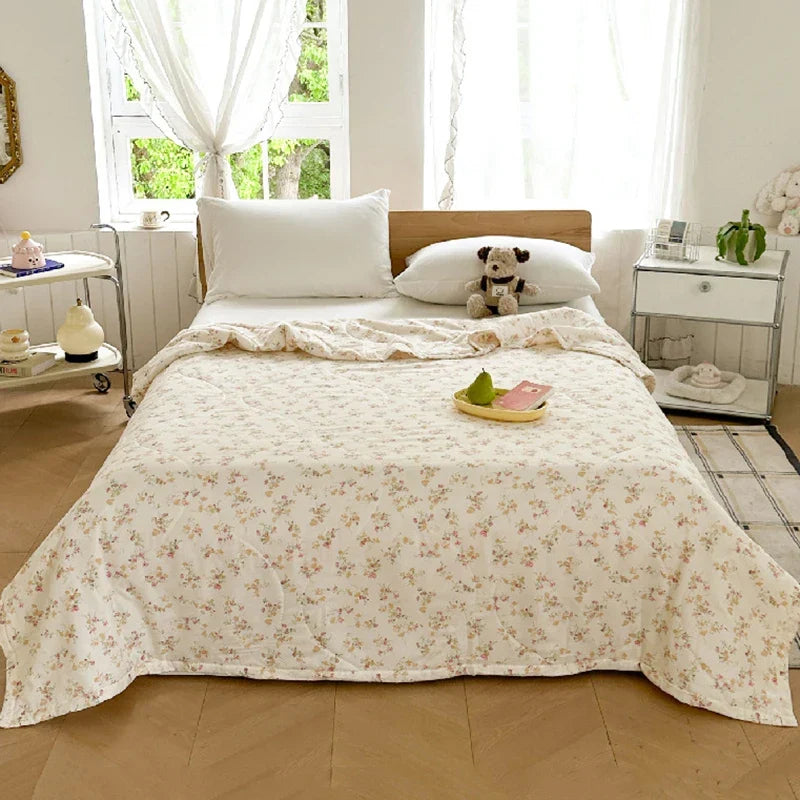 Afralia™ Floral Print Summer Quilt - Soft, Lightweight, Breathable Blanket