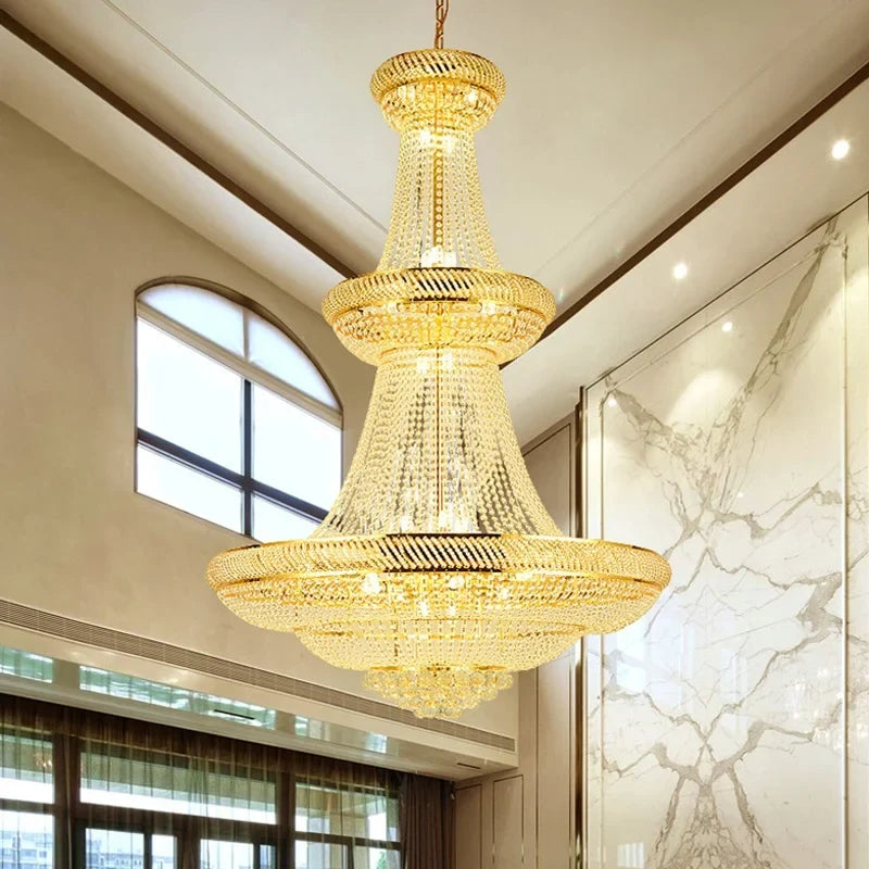 Afralia™ Luxury Crystal Living Room Chandelier - Modern LED Long Chandelier