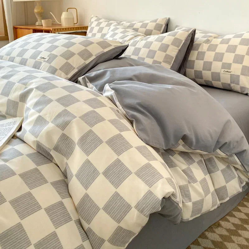 Afralia™ Nordic Cotton Bedding Set: Soft Striped Comforter Cover for Adults