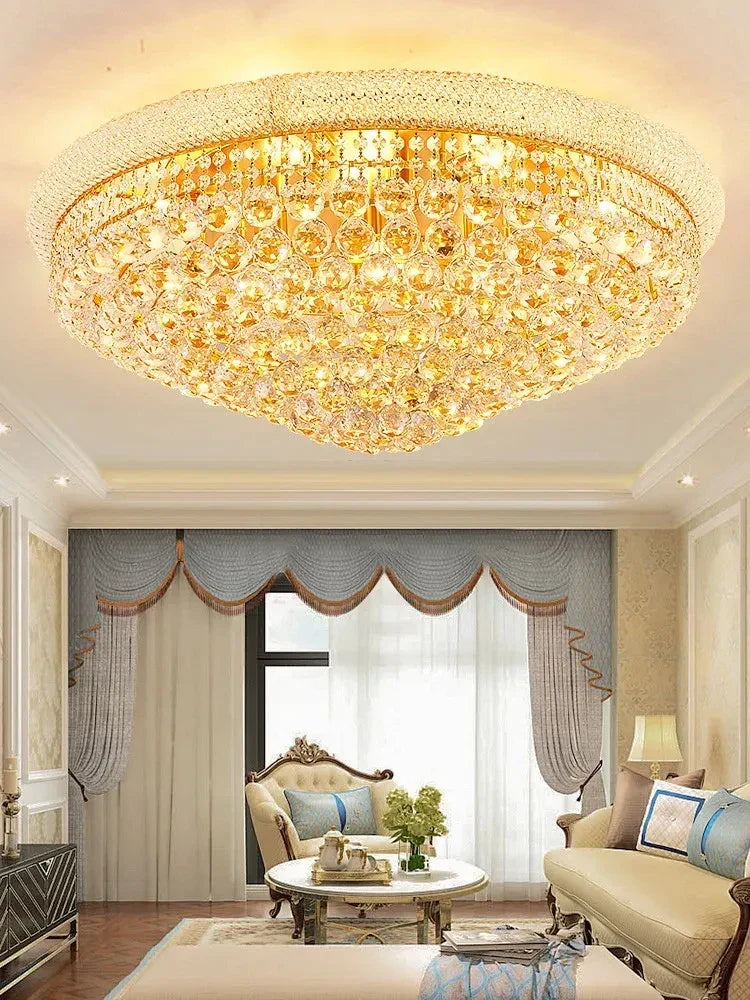 Afralia™ Crystal Ceiling Lamp Elegant Modern Light Luxury Hotel Villa Restaurant Lighting