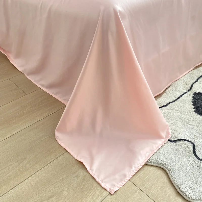 Afralia™ Satin Ice Silk Bedding Set - Double Sided Faux Silk Duvet Cover, Sheet & Pillowcases