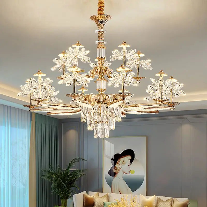 Afralia™ Crystal Chandelier Ceiling Pendant Light for Living, Dining, and Bedroom Home Lighting