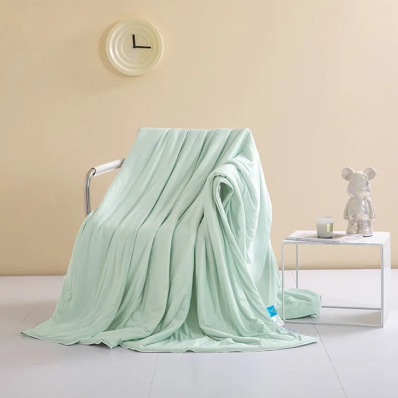 Afralia™ Satin Silky Summer Cooling Quilt Double Solid Color Bedding