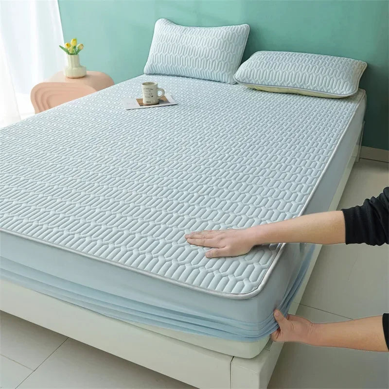 Afralia™ Summer Cartoon Print Silky Latex Cooling Fitted Sheet Set