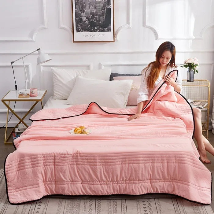 Afralia™ Summer Cool Thin Quilt: Single Double Bed Sofa, Solid Color Air Conditioning Blanket