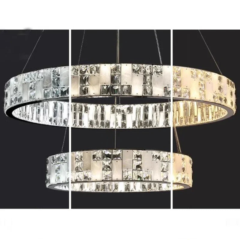 Afralia™ Black Acrylic and Crystal Chandelier for Living Room Decor