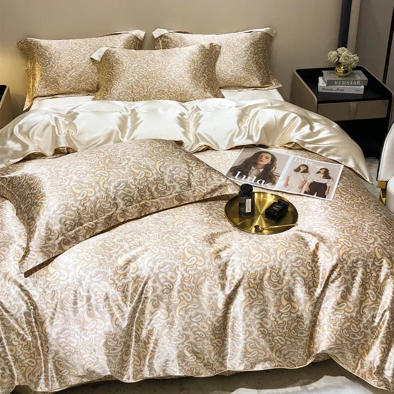 Afralia™ Mulberry Silk Bedding Sets - Summer Print Comforter Set for Adults