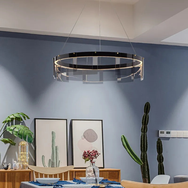Afralia™ Stratos Glass LED Chandelier Rings Chandelier Luxury Minimalist Light Dining Hall Bedroom