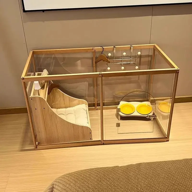 Afralia™ Pet Pen Dog Cage with Fence & Isolation Gate for Small & Medium Dogs