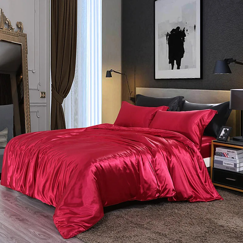 Afralia™ Silk Summer Bedding Set: Double-Sided Cooling Comforter & Soft Satin Sheet - Single/Double