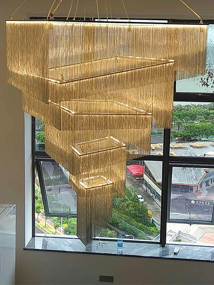Afralia™ LED Square Chandelier: Modern Luxe Hanging Ceiling Lamp for Living Room & Lobby