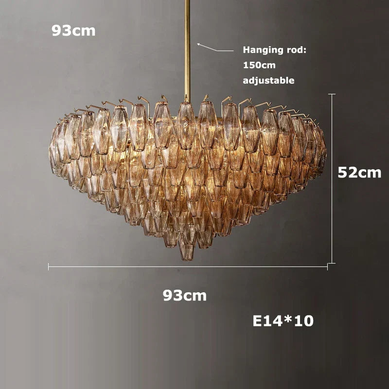 Afralia™ Art Deco Glass Shade Brass LED Chandelier - Luxury Black Dining Room Ceiling Light