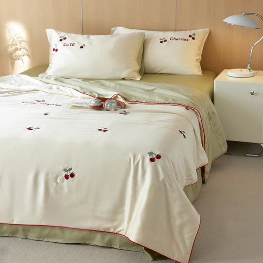 Afralia™ Summer Cool Quilt Set with Pillowcases, Ice Silk Air Conditioning Blanket