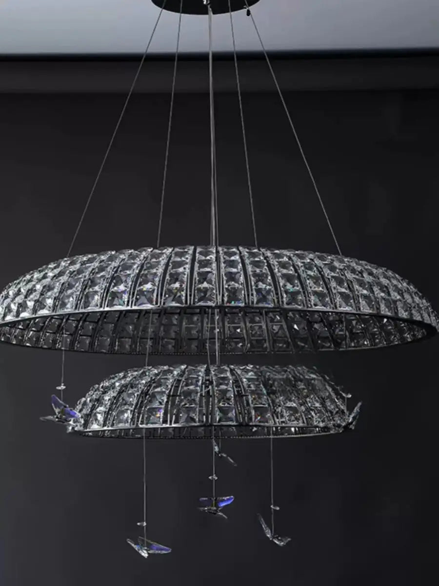 Afralia Crystal Butterfly Pendant Light: Italian Postmodern Luxury Lamp for Villa Duplex Building