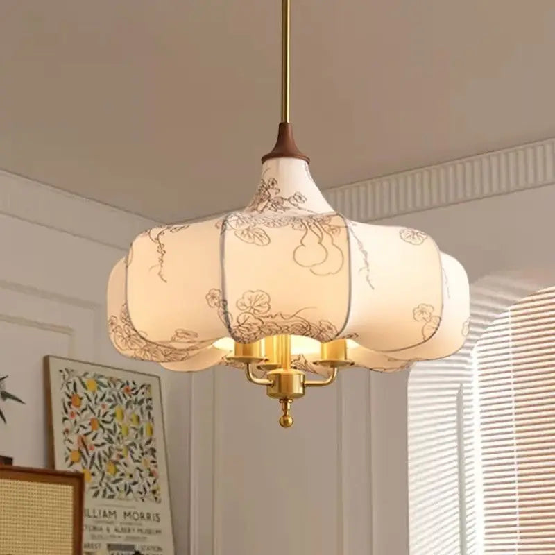 Afralia™ Gold Lustre Retro Medieval Fabric Pendant Lights for Home Decor