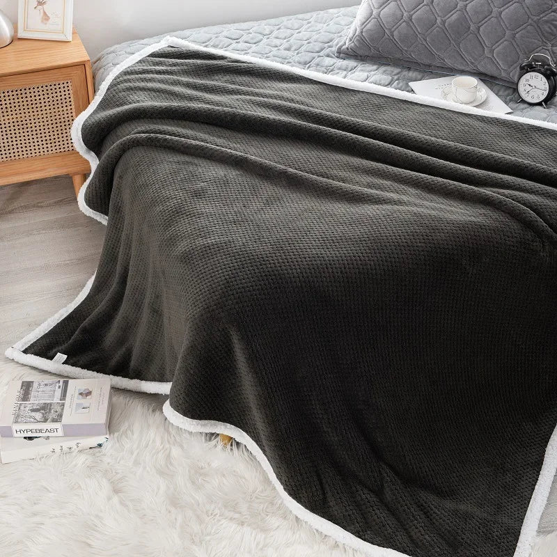 Afralia™ Pineapple Grid Plush Double-Layer Blanket for Cozy Winter Nights