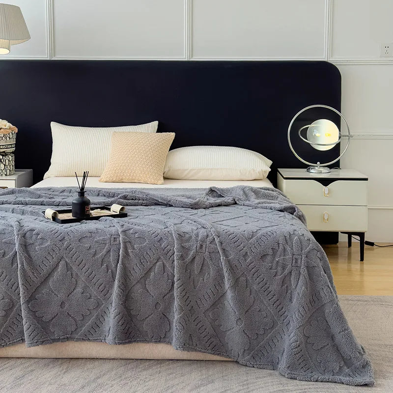Afralia™ Jacquard Coral Velvet Sofa Cover Blanket | Soft & Warm for Spring/Autumn